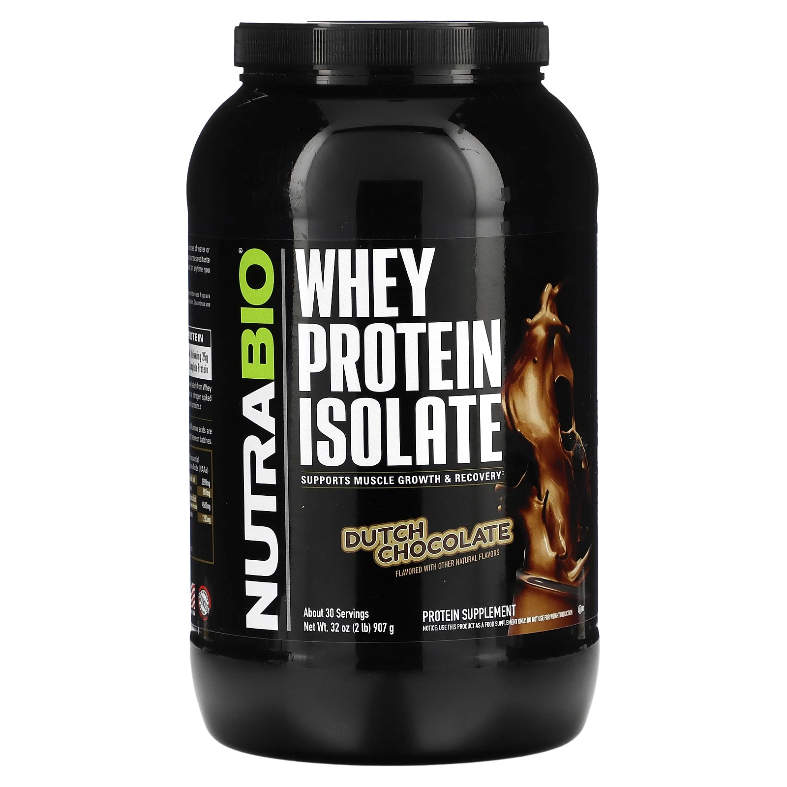 Whey Protein Isolate, Dutch Chocolate, 2 lb (907 g)