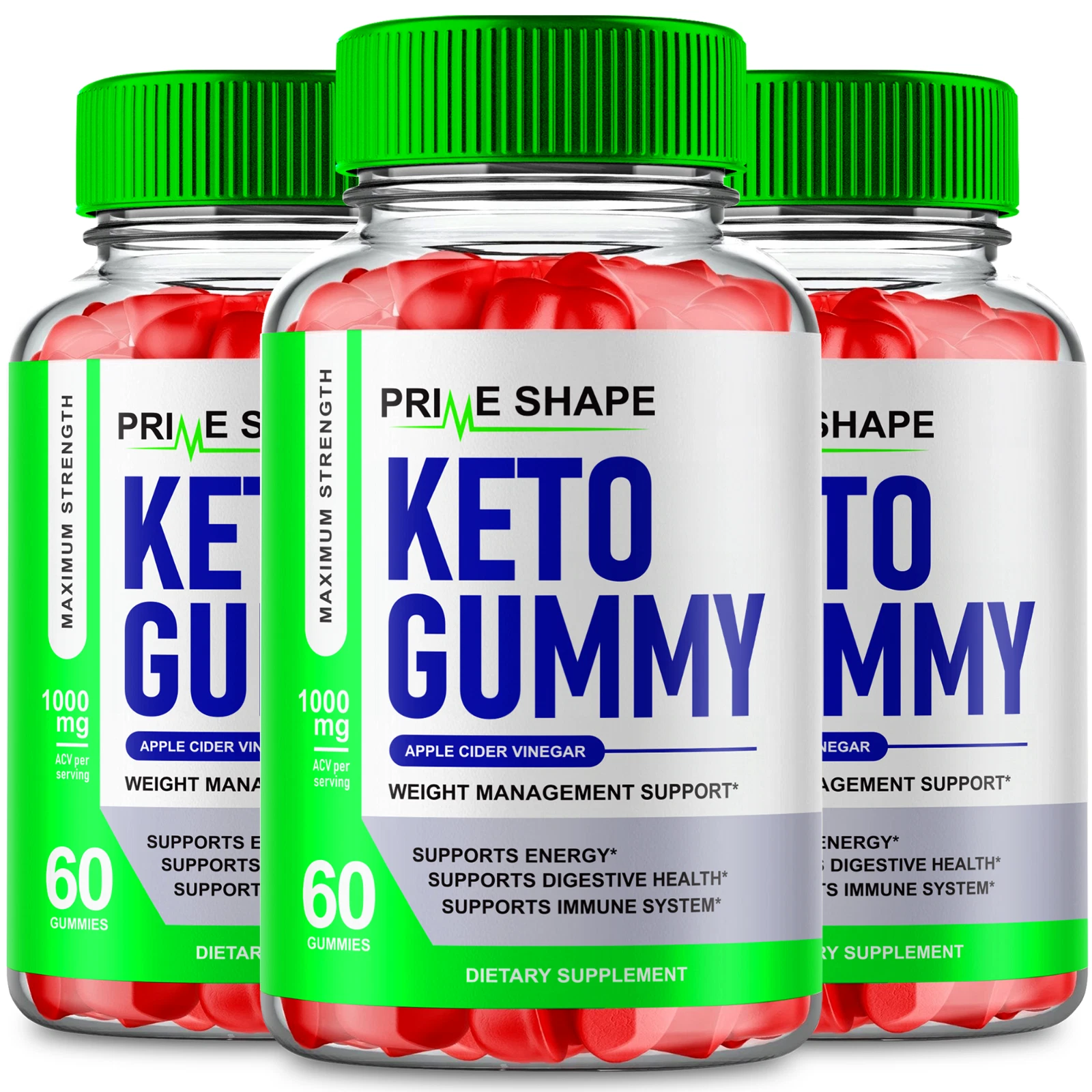 (3 Pack) Prime Shape Keto ACV Gummies for Weight Management Gummy (180 Gummies)