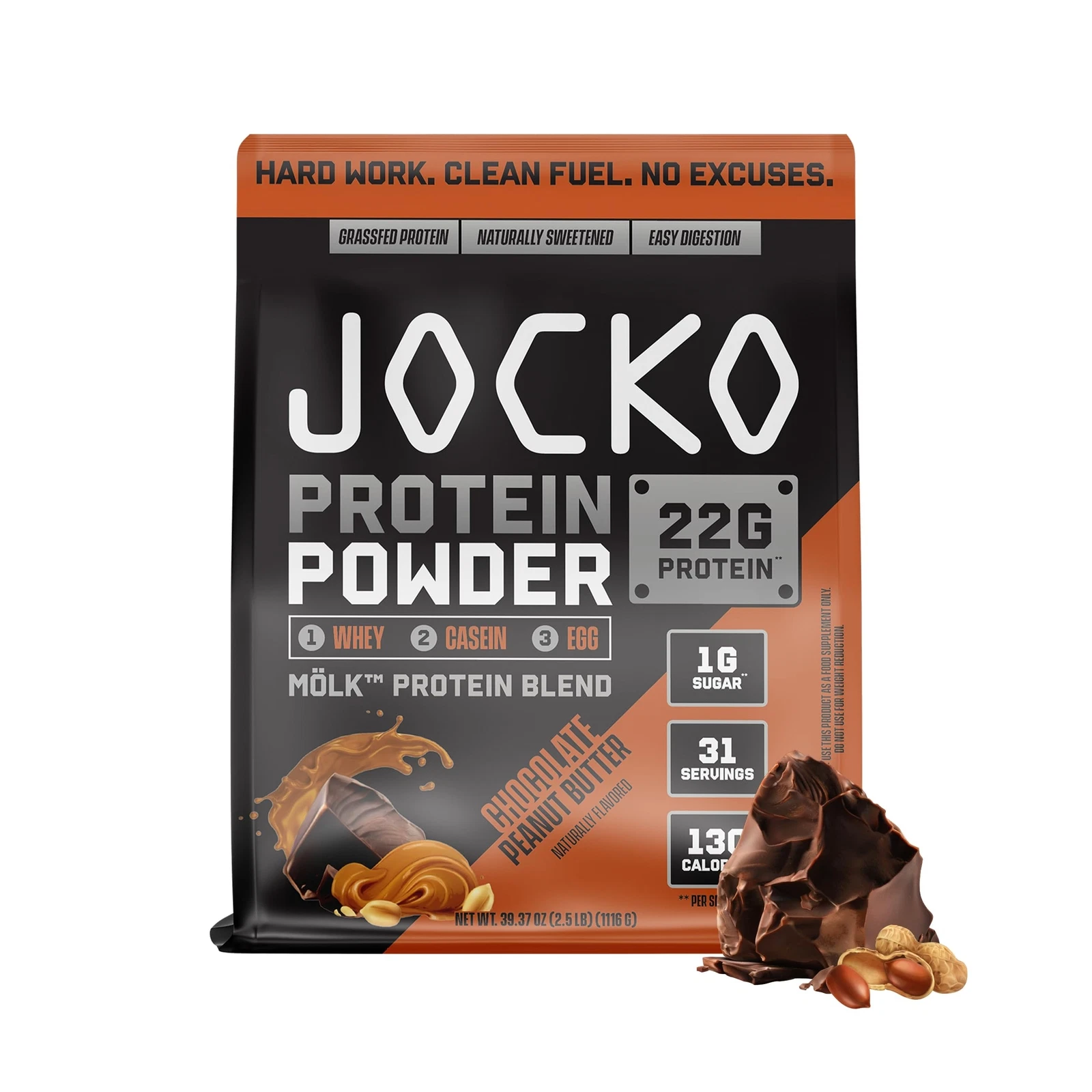 Jocko Fuel Mölk Whey Protein Powder 22g Low Sugar Monk Fruit Blend - Muscle R...
