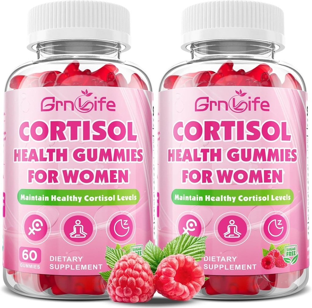 2 Pack Cortisol Supplements for Women, Sugar-Free Health Gummies 120 Gummies