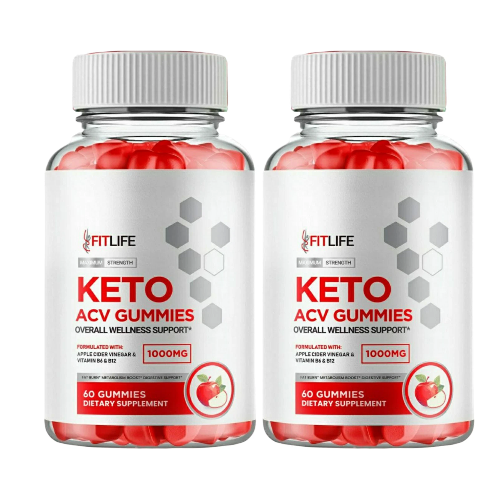 2-Pack FitLife Keto ACV Gummies, Fit Life Weight Loss Supplement - 120 Gummies