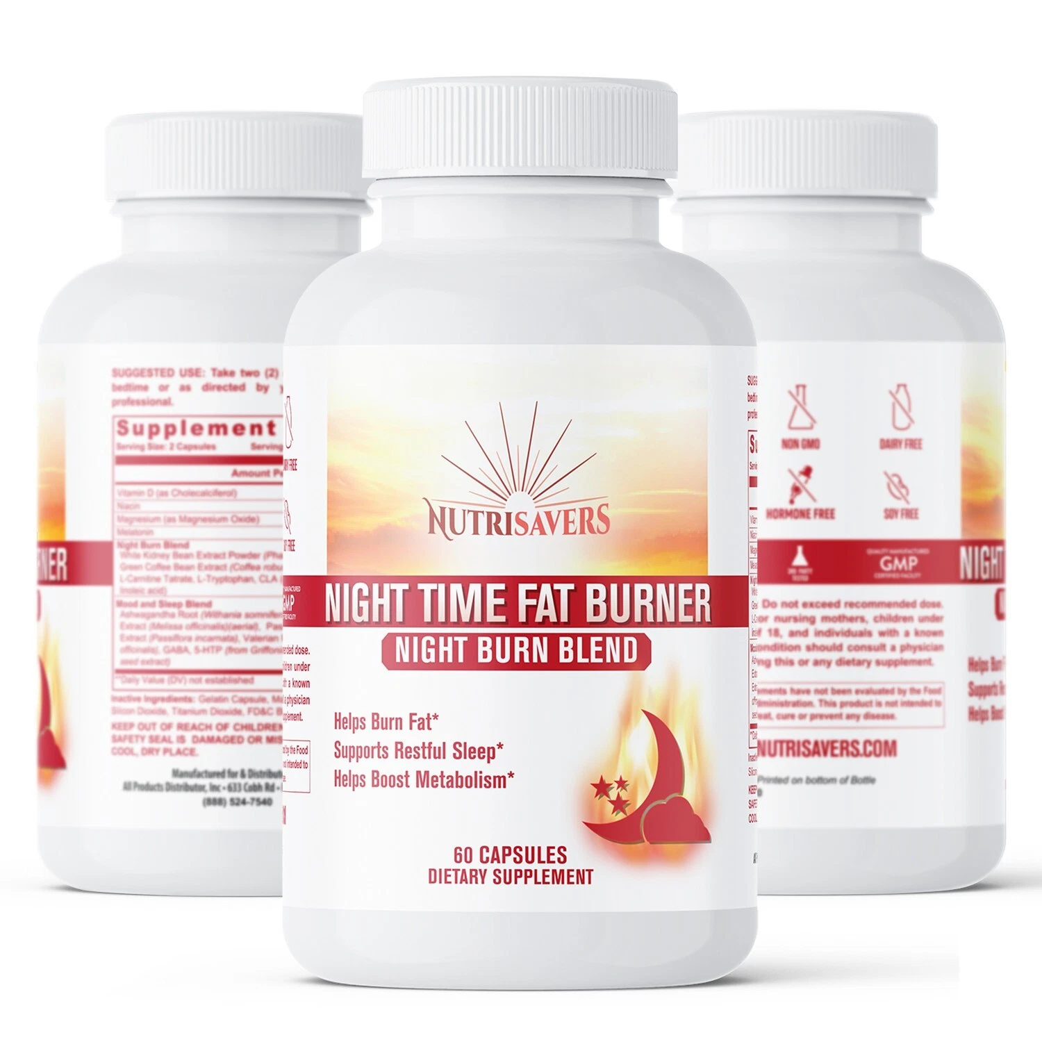 Night Time Fat Burner - Natural Calming Formula Helps Control Cravings - 180 ct