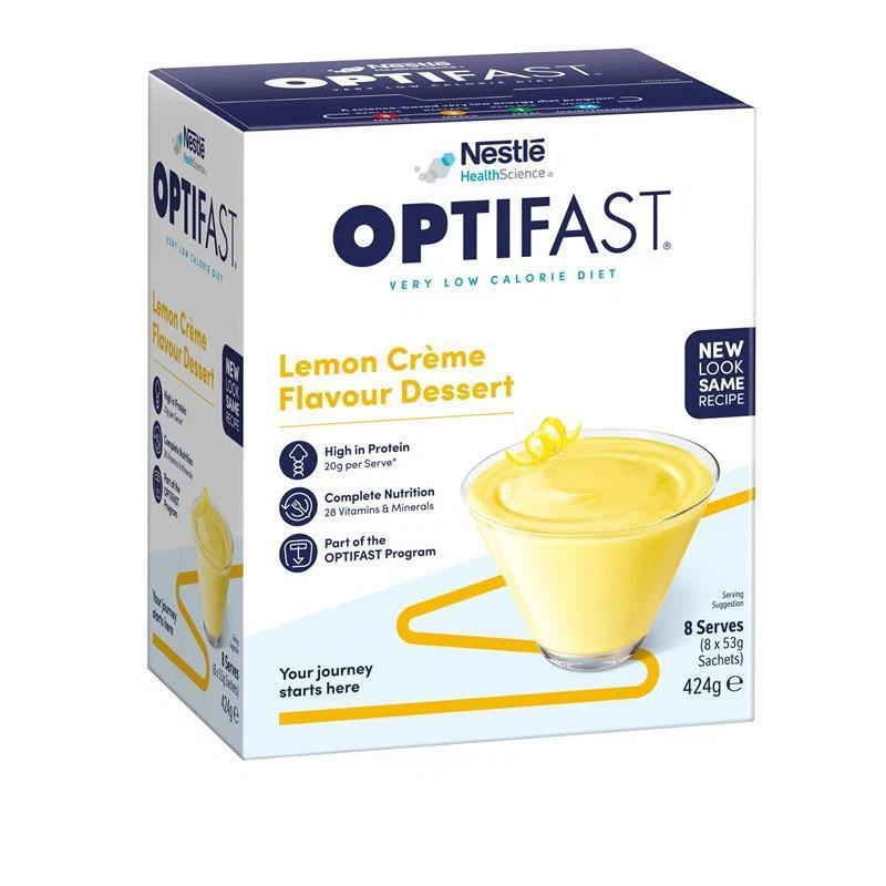 * Optifast VLCD Lemon Creme Dessert 53g x 8 Low Calorie Diet, Gluten Free