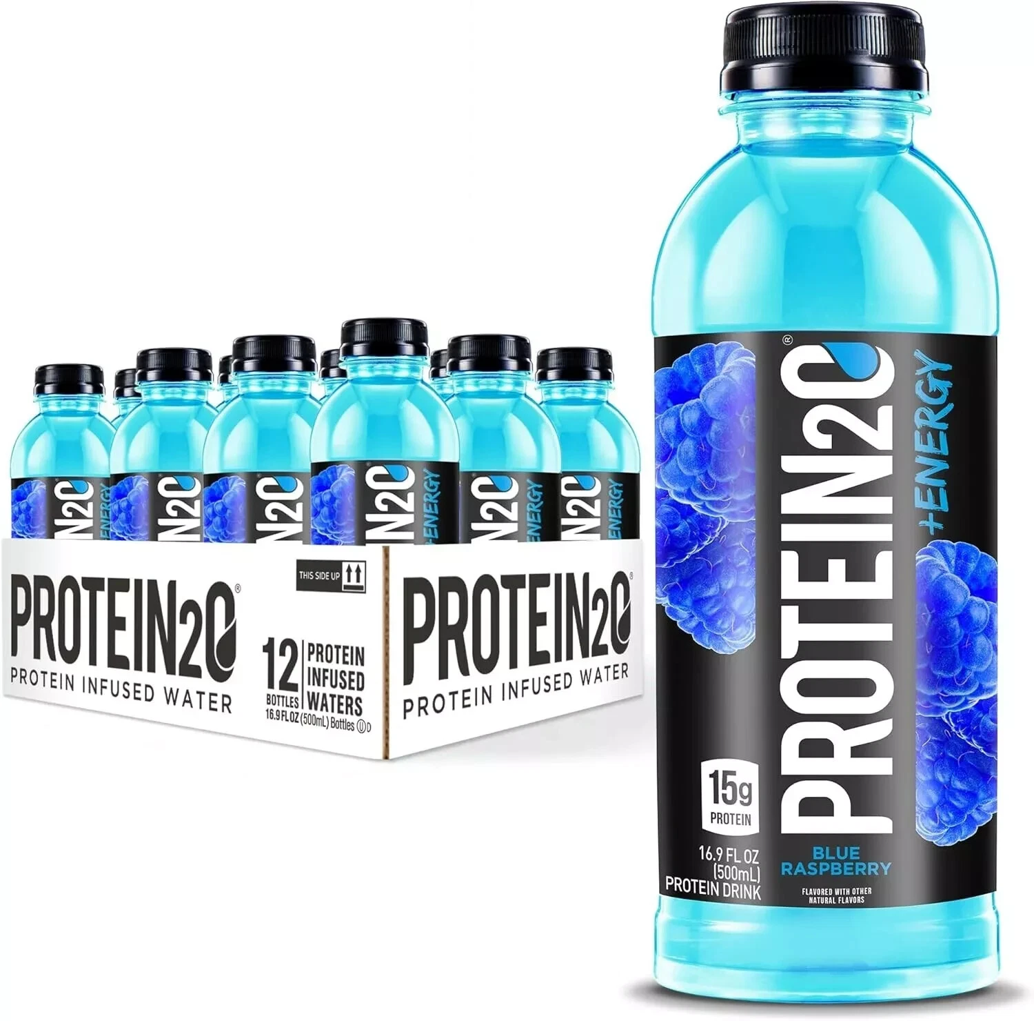 Protein2o 15g Whey Protein Infused Water Plus Energy, Blueberry Raspberry, 16.9