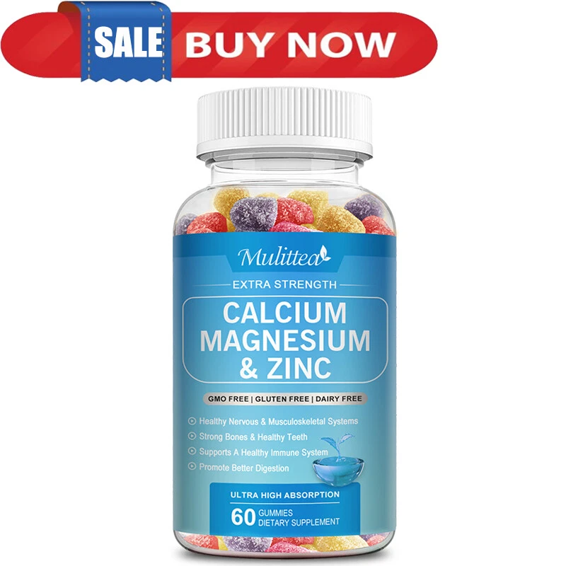 Calcium Magnesium Zinc & Vitamin D3 Gummies Improves Muscle Strength 60 Pcs