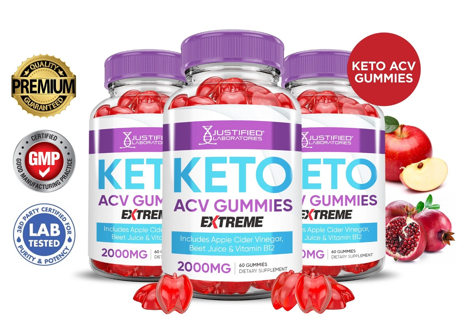 Keto Extreme ACV Gummies 2000MG Advanced Apple Cider Vinegar 180 Gummys