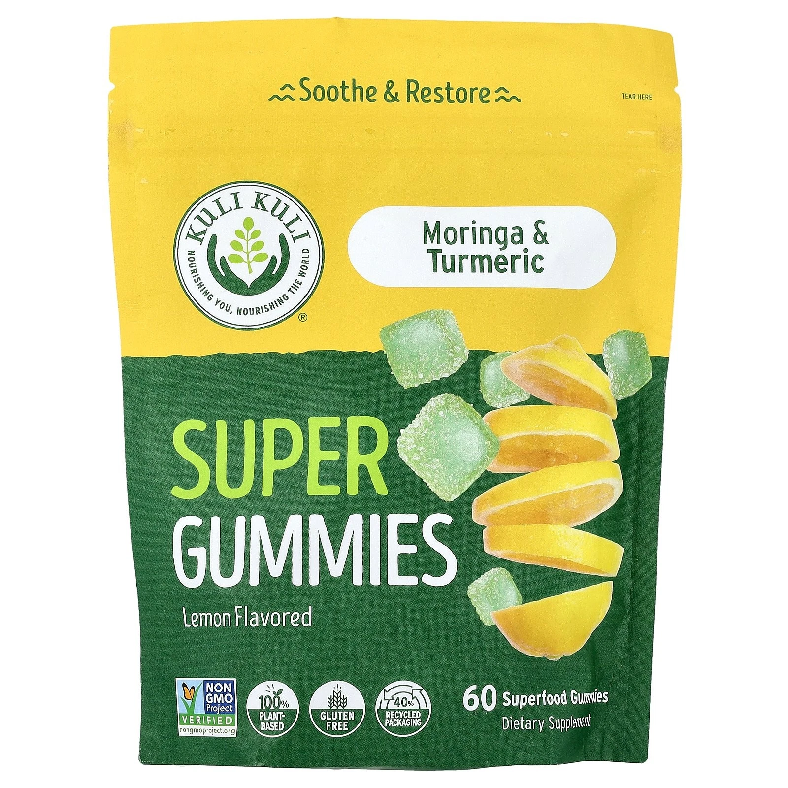 Super Gummies, Moringa & Turmeric, Lemon, 60 Superfood Gummies