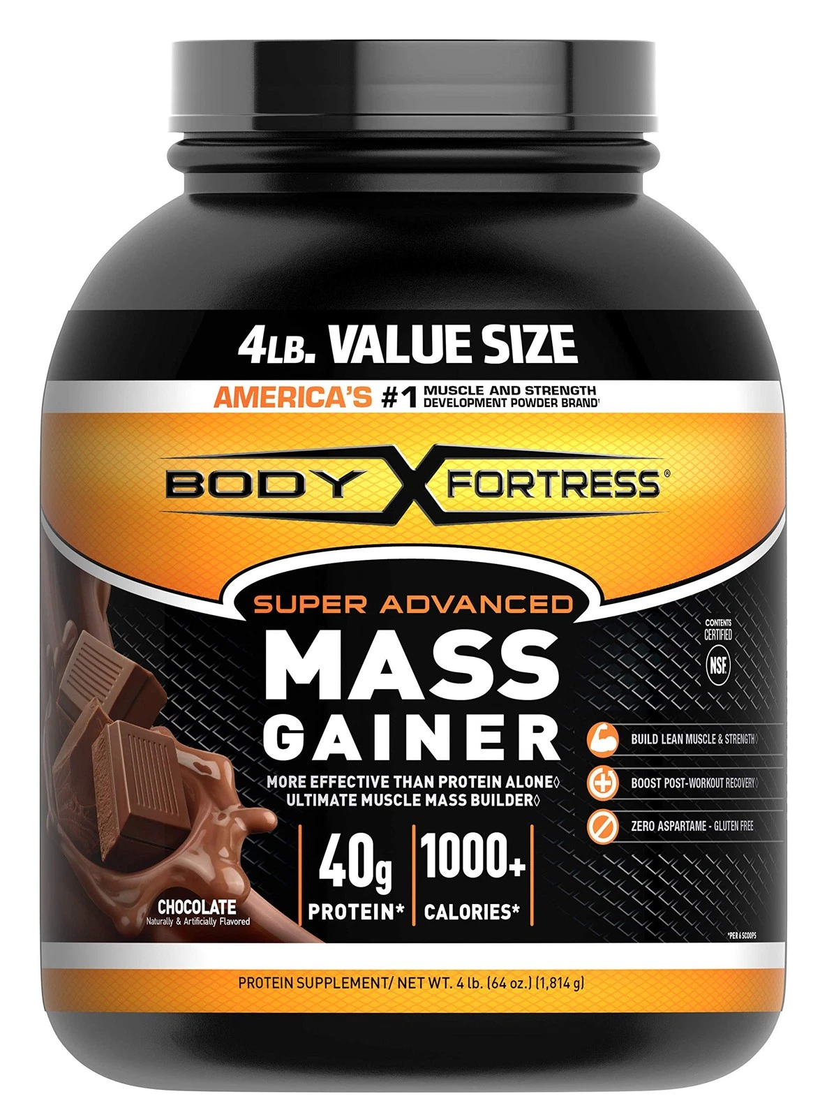 Super Advanced Mass Gainer Whey Protein Powder Gluten Free Chocolate 4 Lb