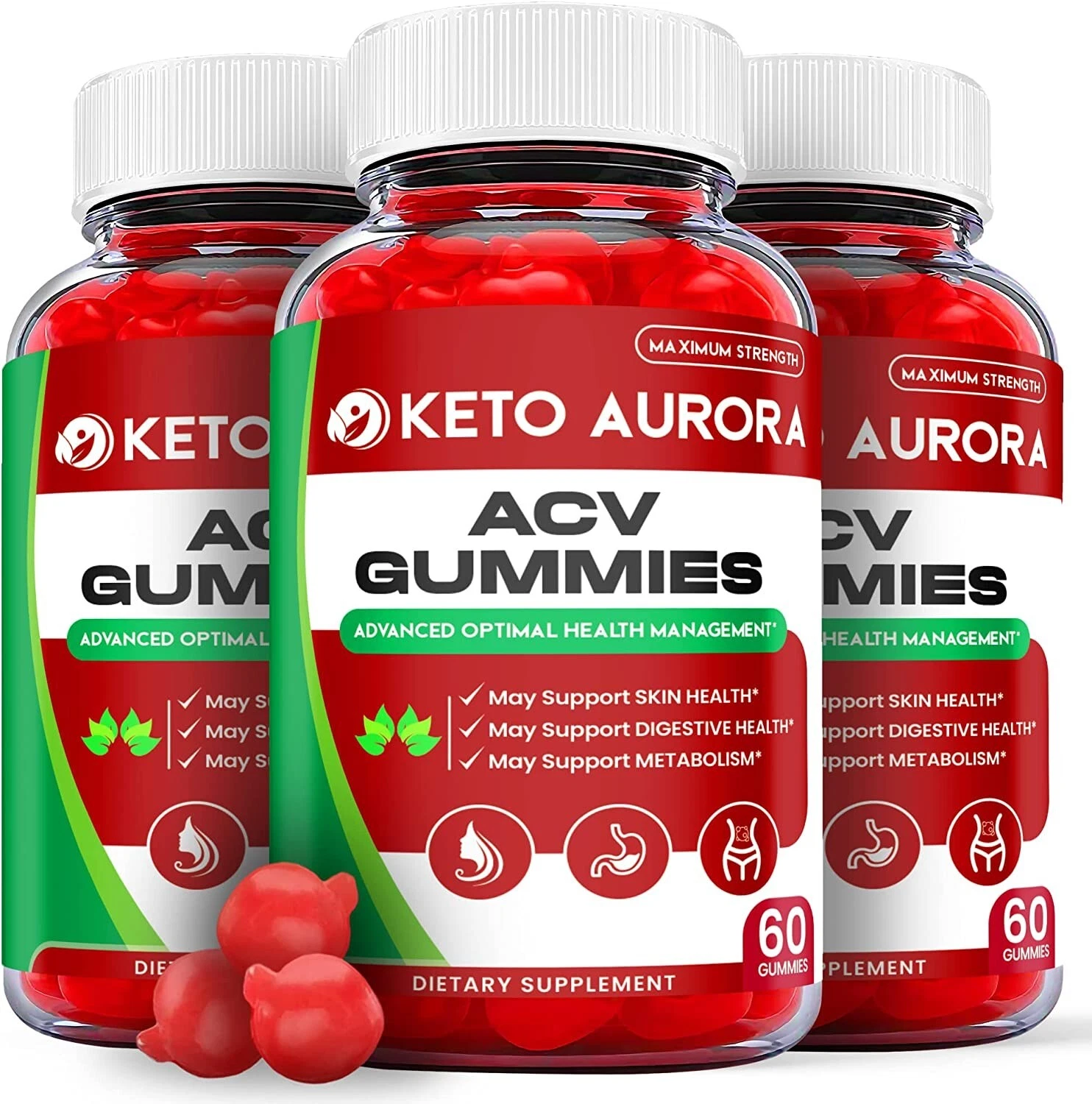 (3 Pack) Keto Aurora Gummies - Keto Aurora ACV Keto Gummies,Weight Loss-180 Gums