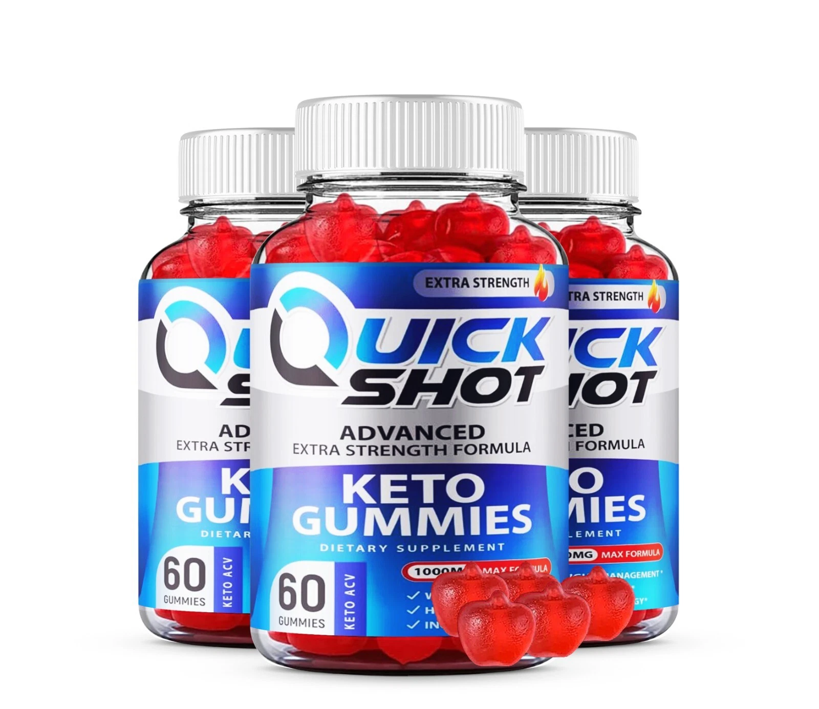 Quick Shot Keto Gummies Extra Strength Dietary Supplement (180 Gummies) 3-Pack
