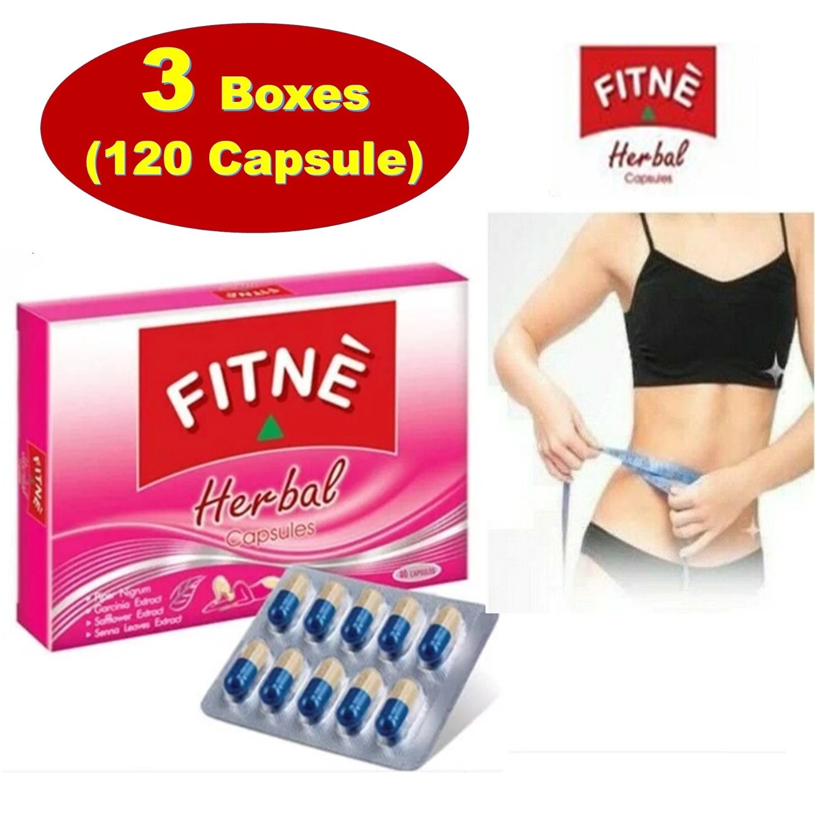3x Fitne Herbal Capsule Loss Weight Diet Thai Slimming Natural Detox 120 Capsule