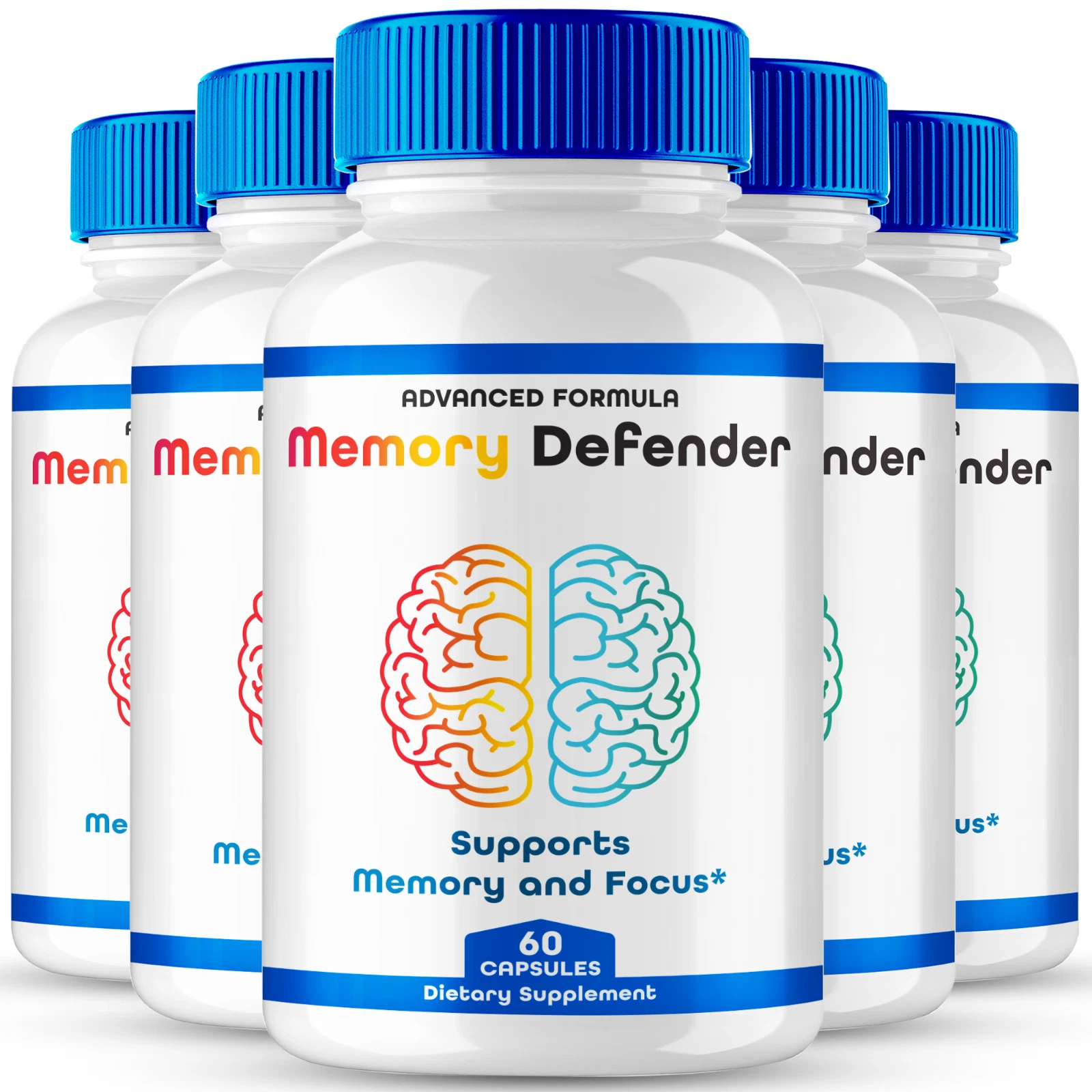 (5 Pack) Memory Defender Nootropic Pills, MemoryDefender Brain Health Capsules