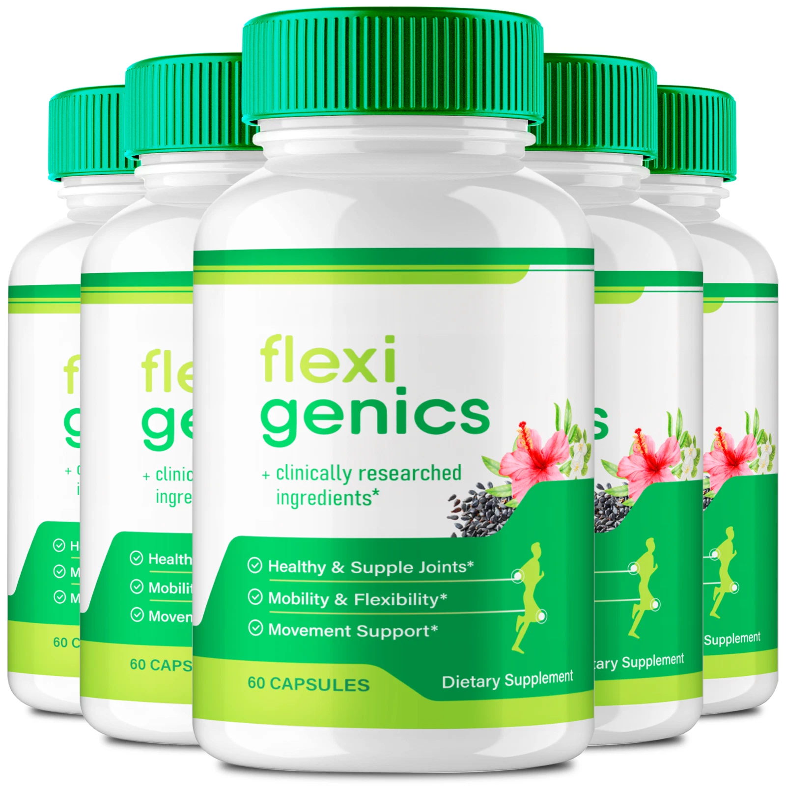 (5 Pack) Flexigenics Capsules Dietary Supplement for Muscle & Joint Discomfort
