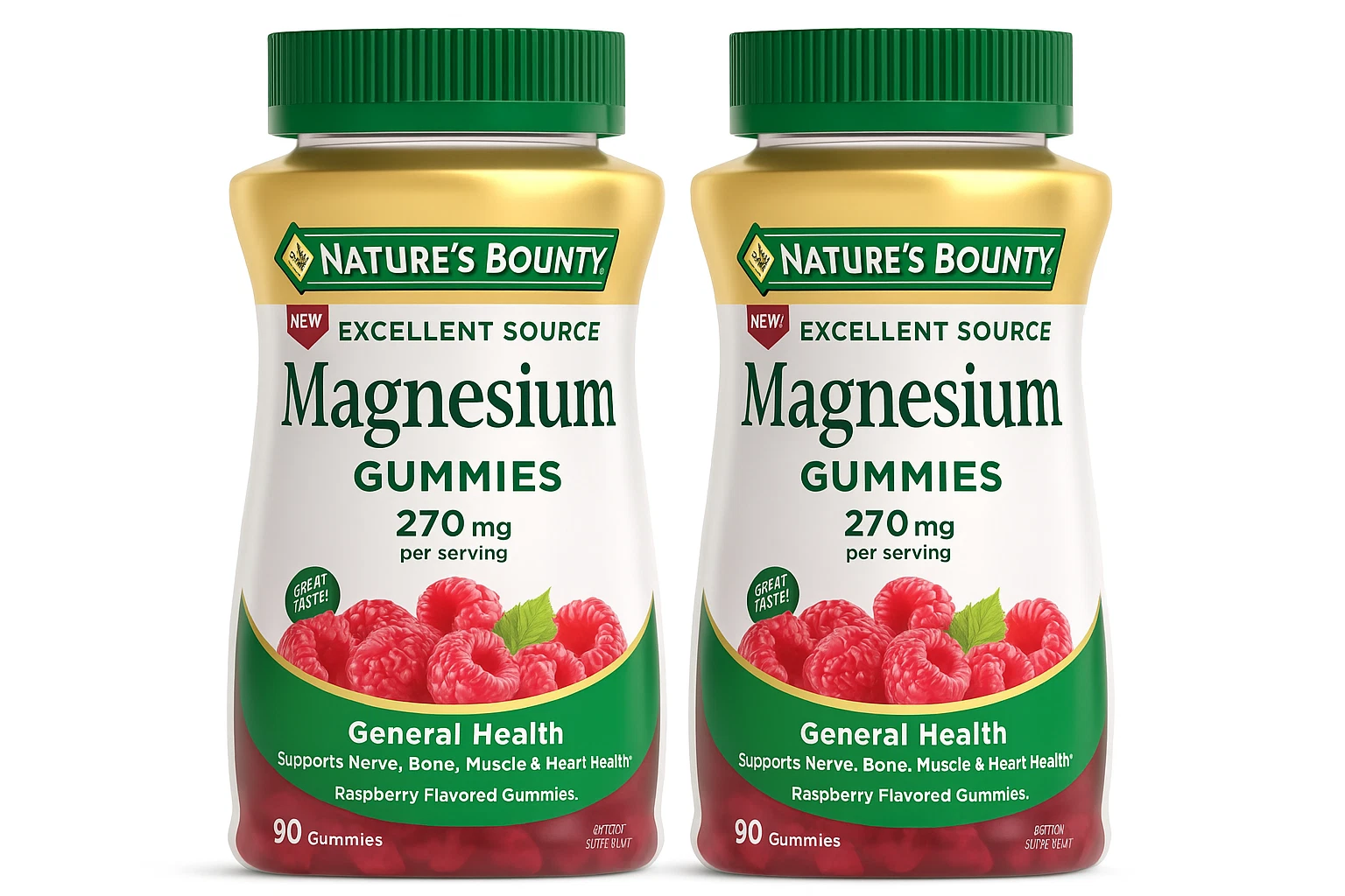 2 Pack Nature's Bounty Magnesium Gummies 270mg Bone Nerve Muscle Support 90 Ct