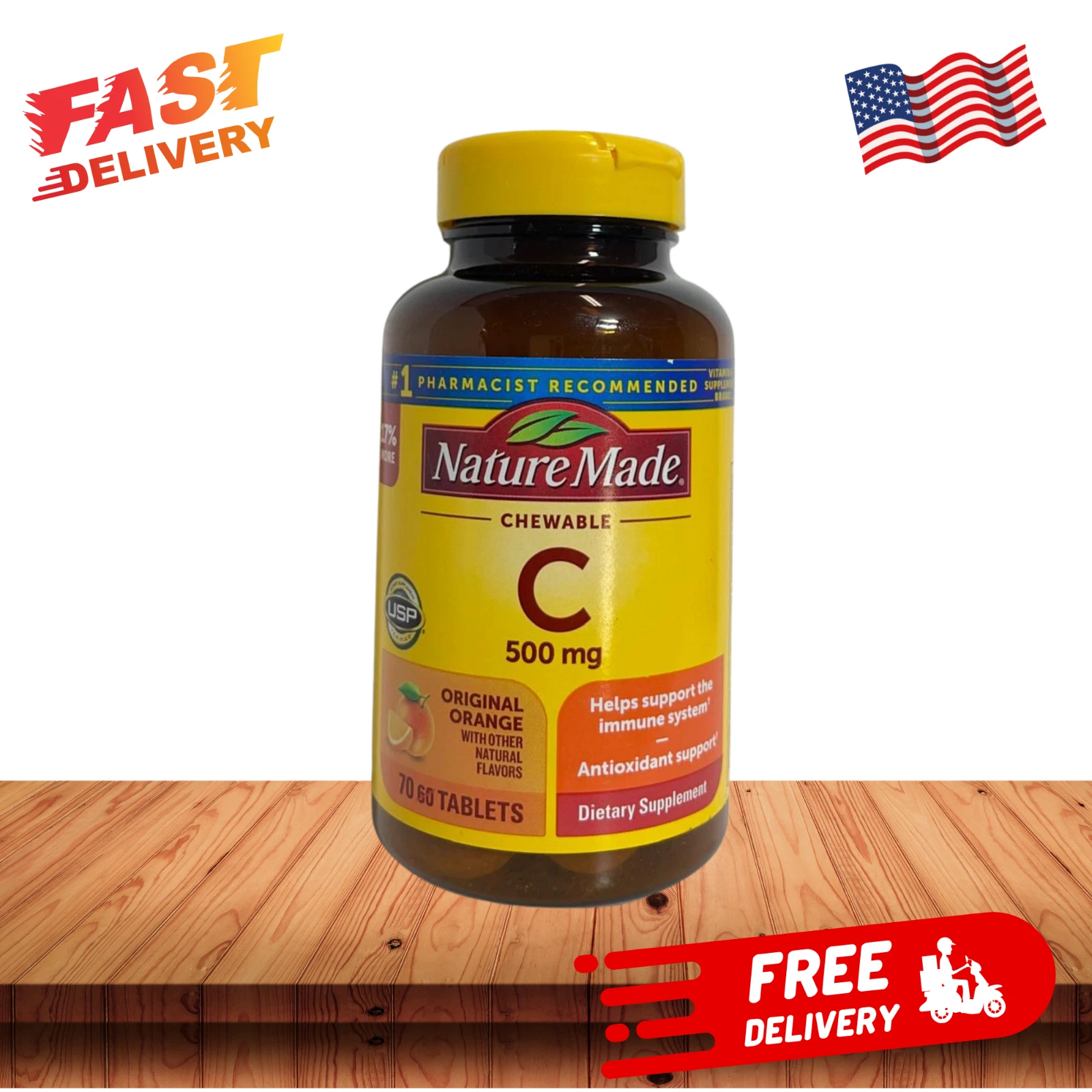 Nature Made Chewable Vitamin C Supplement 500 mg Tablets- 70 Count