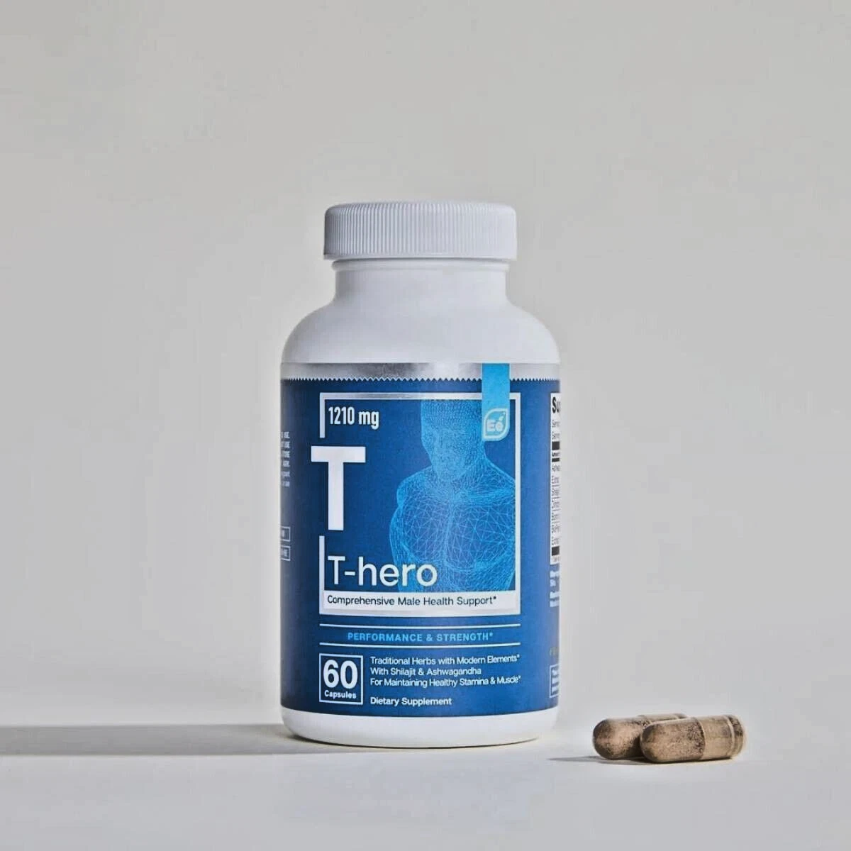 T Hero Male Health Supplement Muscle Support DIM Ashwagandha Shilajit 60 Vegan