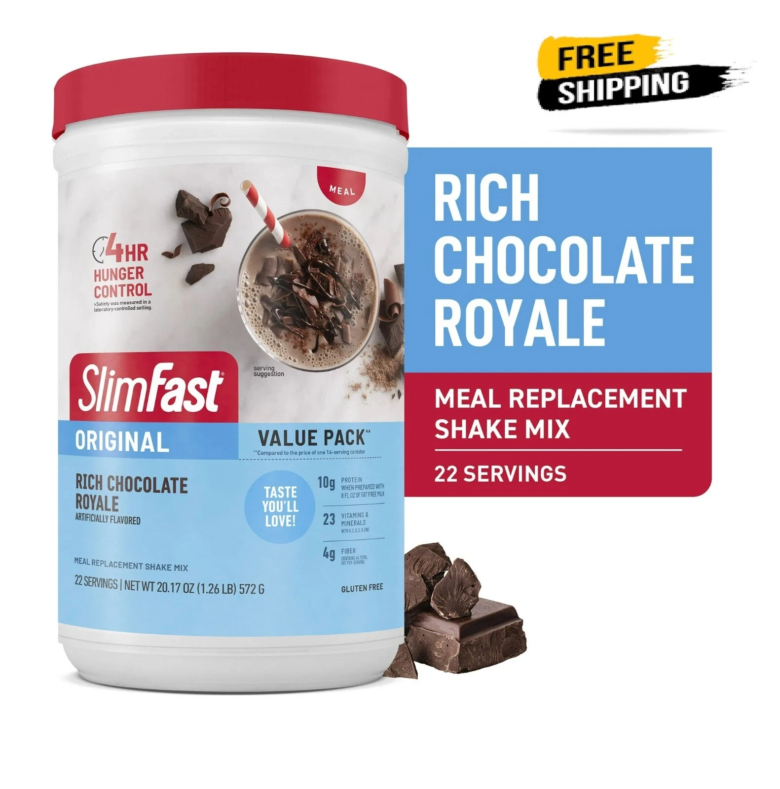 Original Meal Replacement Shake Mix, Rich Chocolate Royale, 20.18 oz, 22 Serving