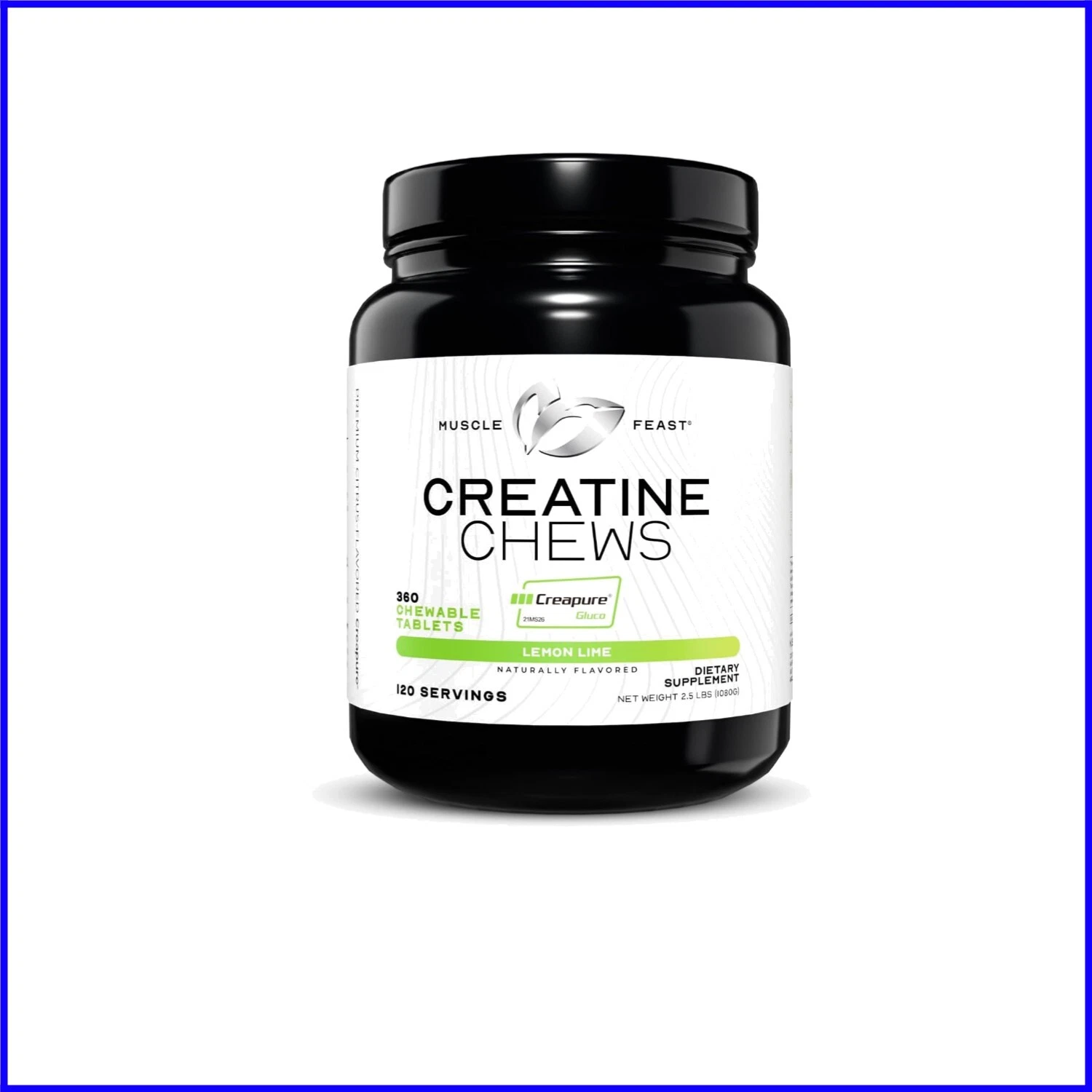 99.9% Pure Vegan Creapure Creatine Chews - 360 Tablets with Lemon Lime Taste