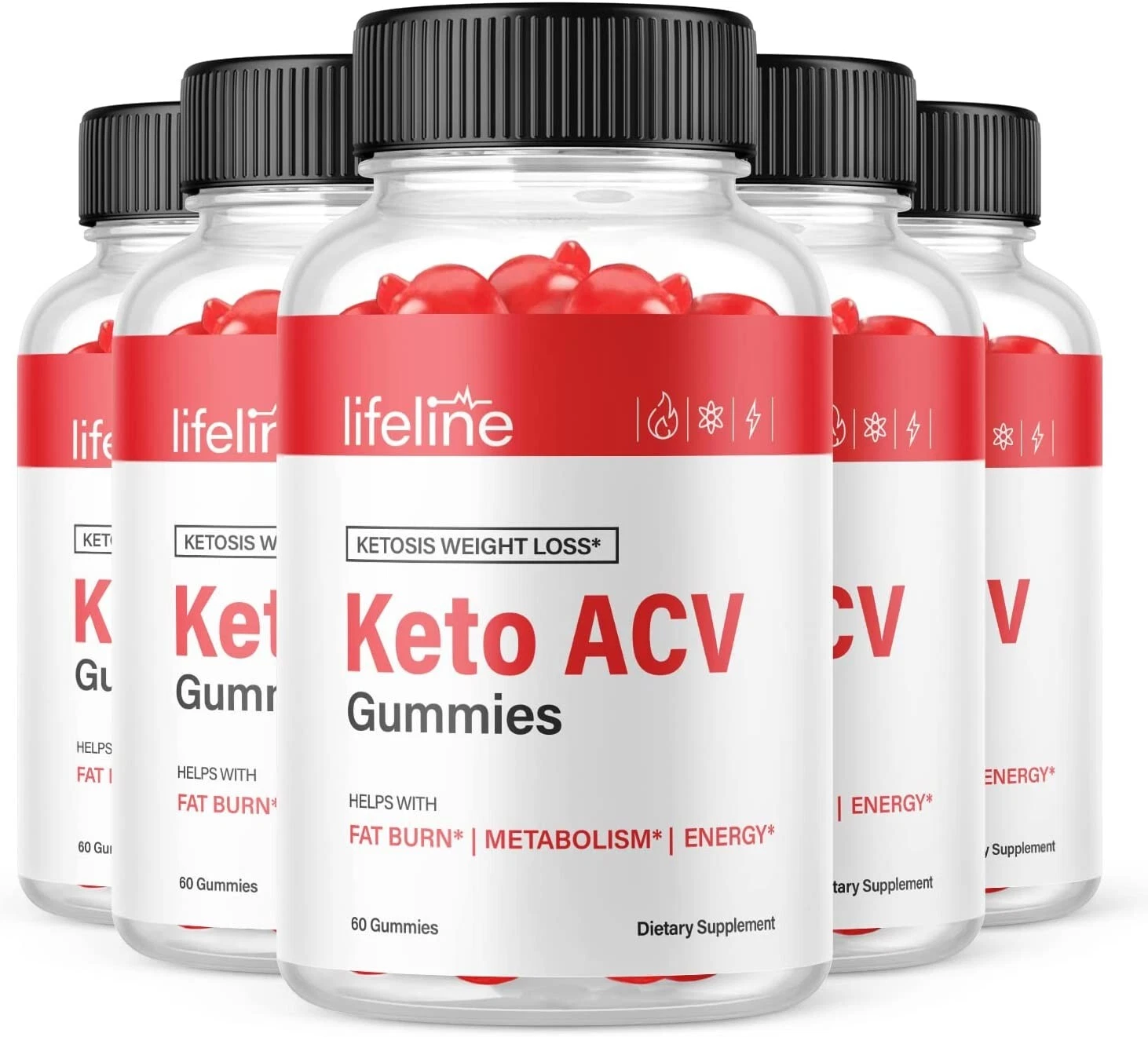 5 Pack- Lifeline Keto ACV Gummies, Weight Loss, Appetite Suppressant-300 Gummies