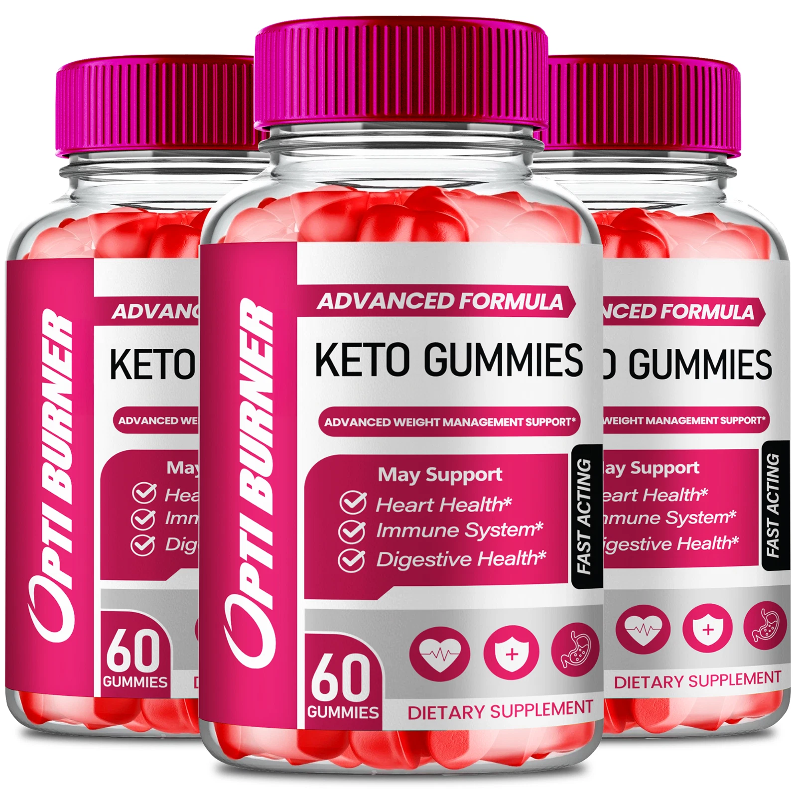 (3 Pack) OptiBurner Keto Gummies for Advanced Weight Loss + Energy