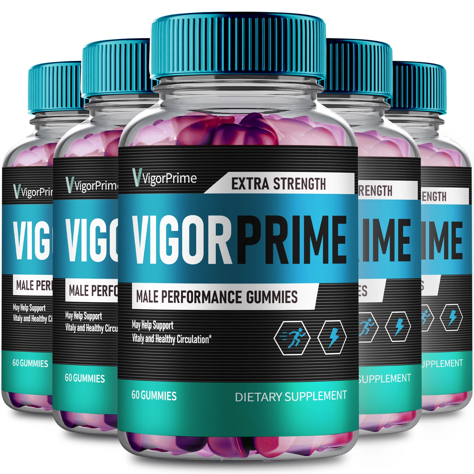 (5 Pack) Vigor Prime Male Gummies VigorPrime Male Performance Supplement Support