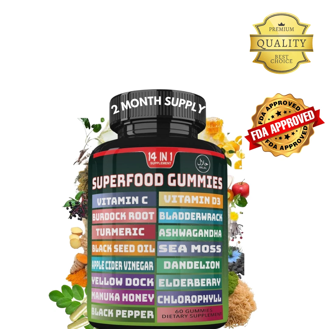 15-in-1 Superfood Gummies | Detox, Immunity, Energy | Sea Moss ACV, D3 Vitamin C