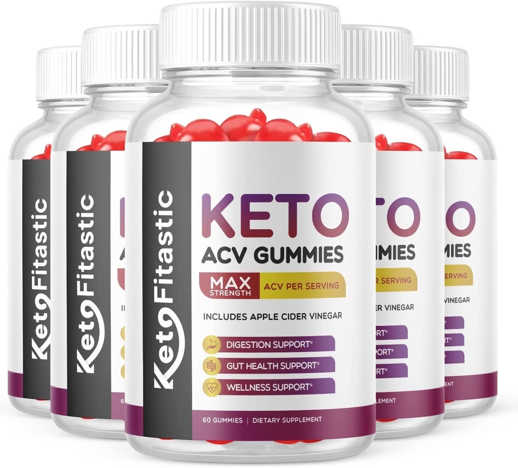 5 Pack - Keto Fitastic ACV Gummies, Vegan, Weight Loss Supplement - 300 Gummies