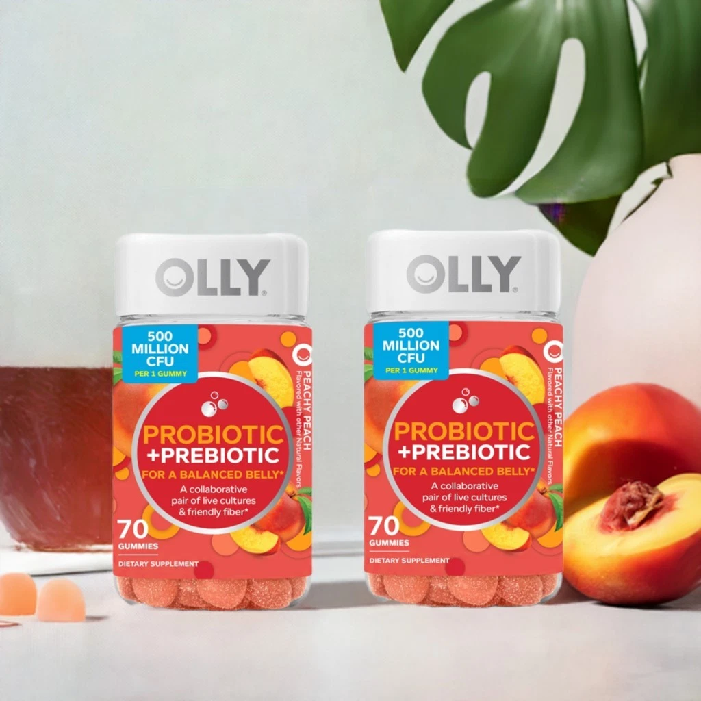 2 Pack Olly Adult Probiotic + Prebiotic Gummies – Peach Flavor Digestive Support