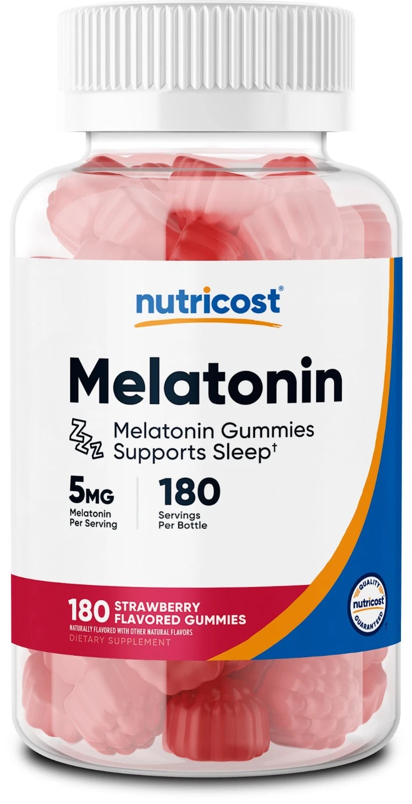 Nutricost Melatonin 5mg, 180 Gummies, Strawberry Flavored - No Corn Syrup