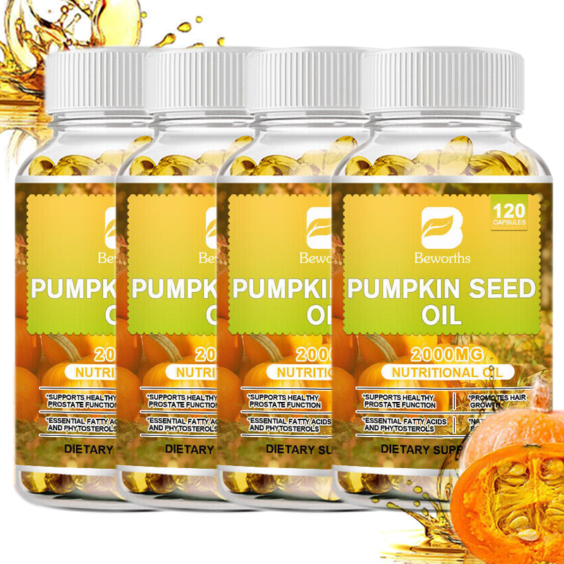 Pumpkin Seed Oil Capsules 2000mg Cold Pressed for Prostate & Urinary Health