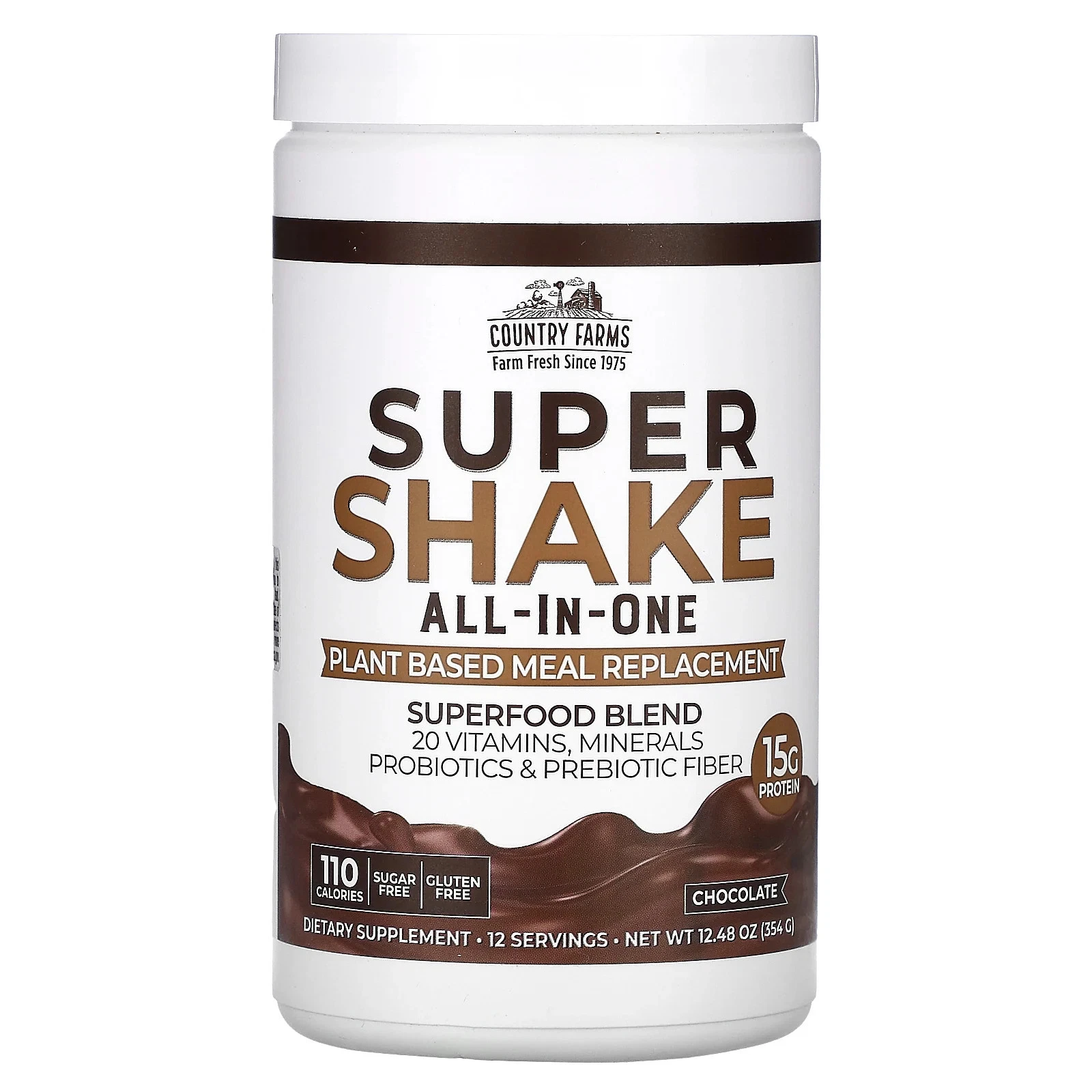 Super Shake, All-In-One, Chocolate, 12.48 oz (354 g)