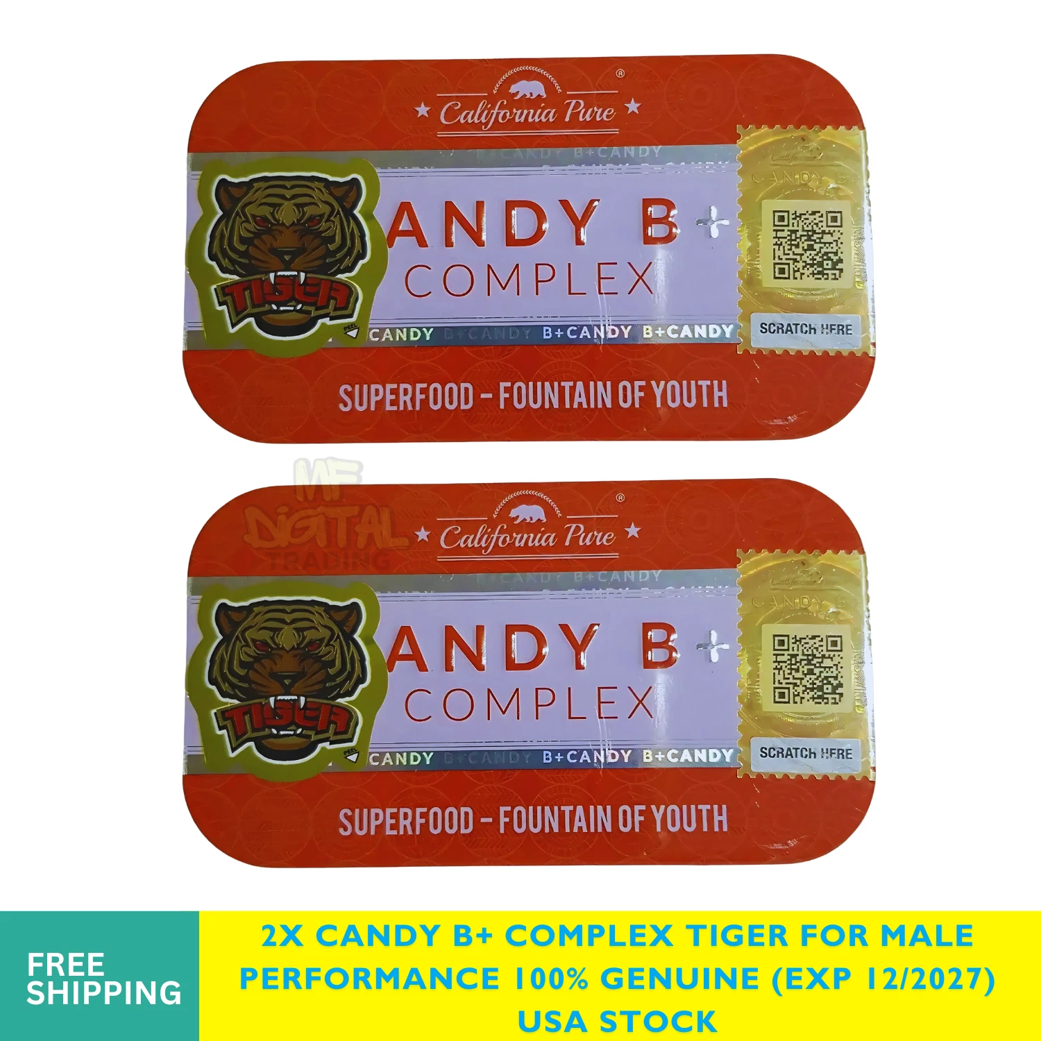 2x Candy B+ Complex Tiger - Male Performance, Genuine (EXP: 12/2027)