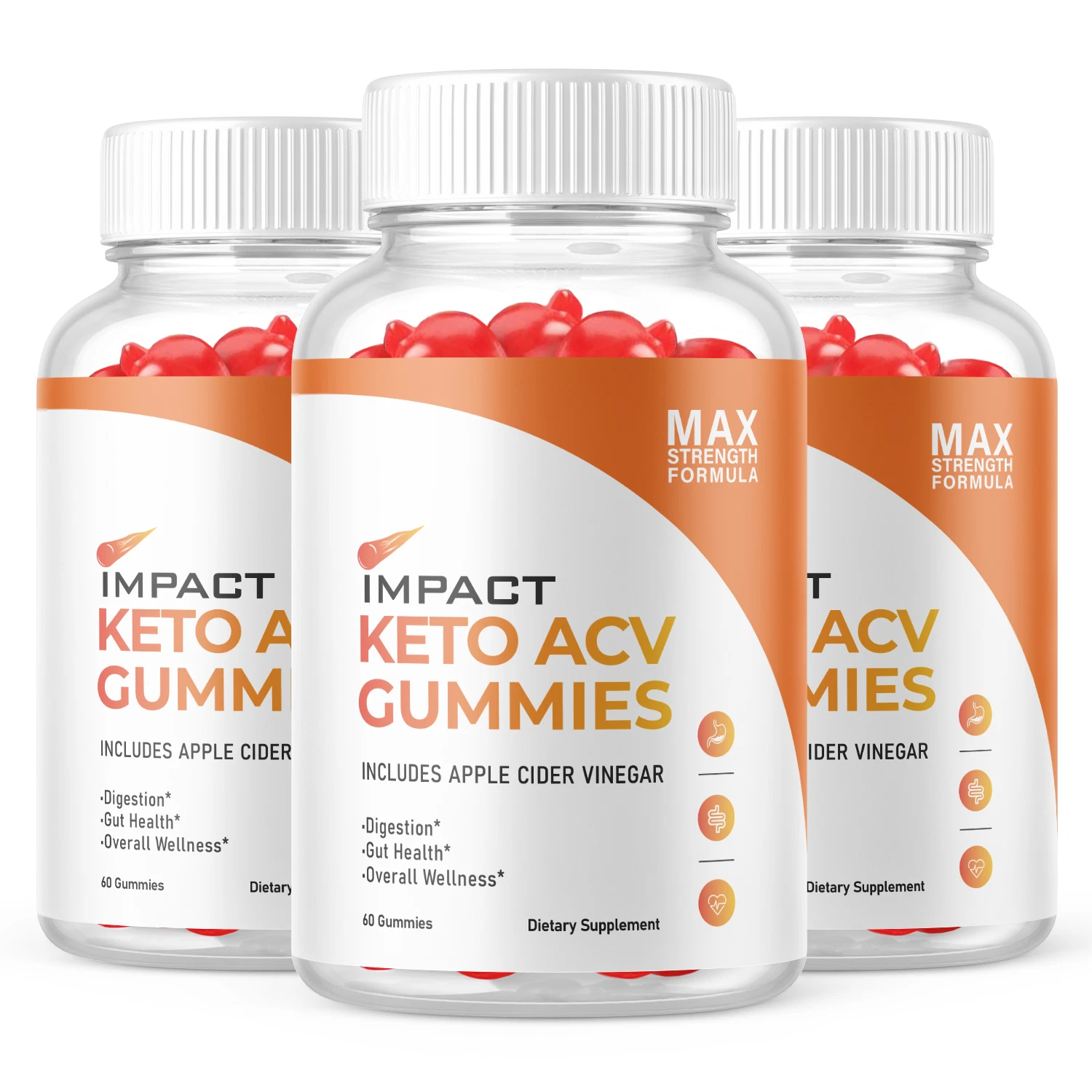 (3 Pack) Impact Keto Gummies, Impact ACV Keto Weight Loss Gummies (180 Gummies)