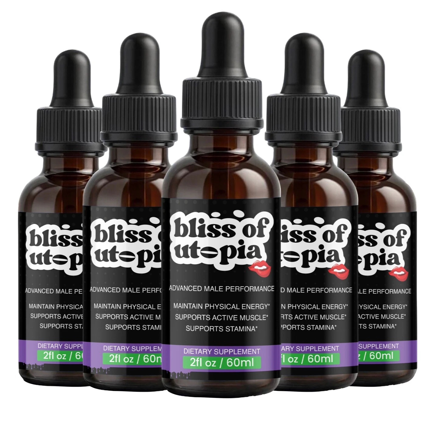 (5 Pack) Bliss of Utopia Drops for Men, Advanced Male Health Support Formula