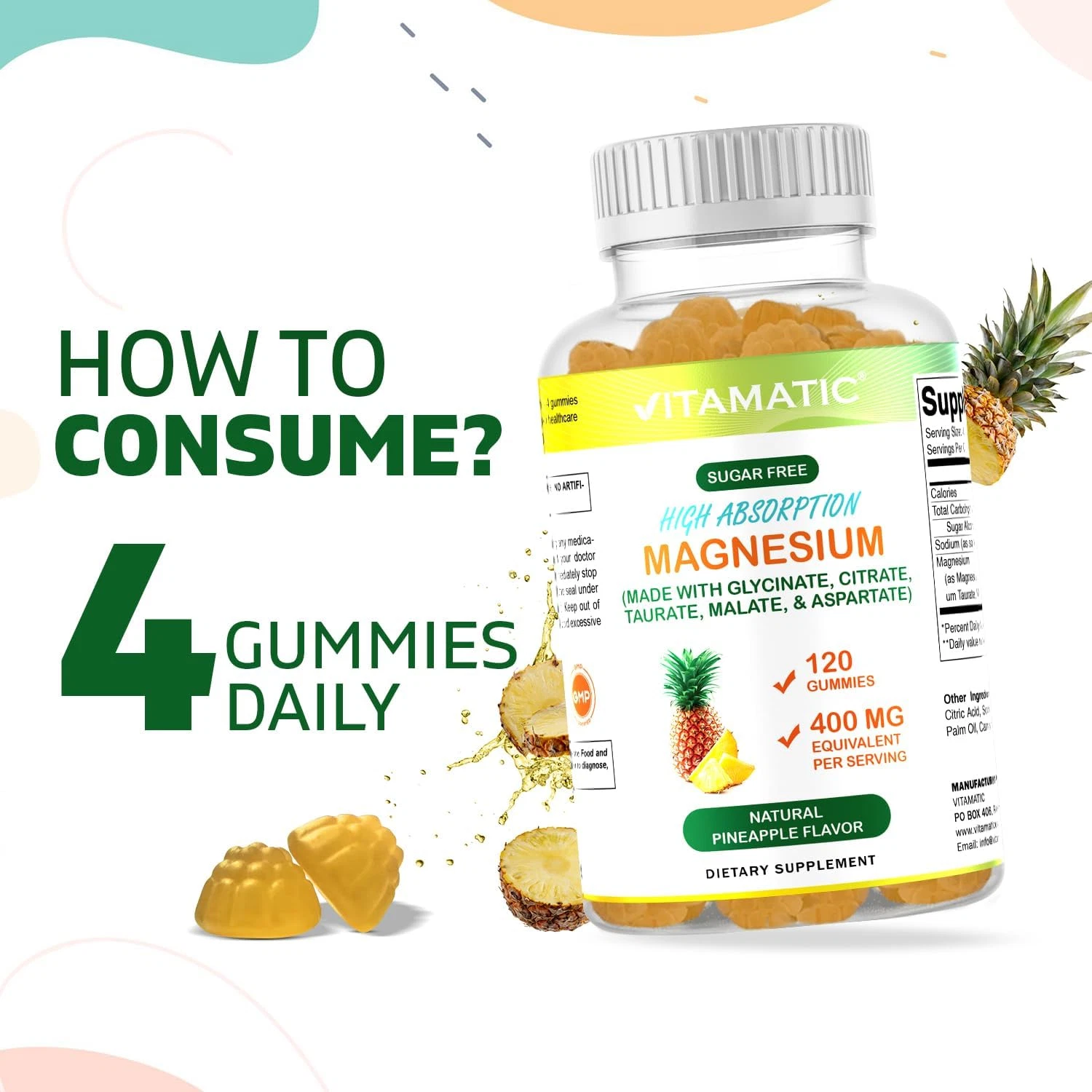Sugar Free Magnesium Gummies - (Made with GLYCINATE, Citrate, TAURATE, Malate...