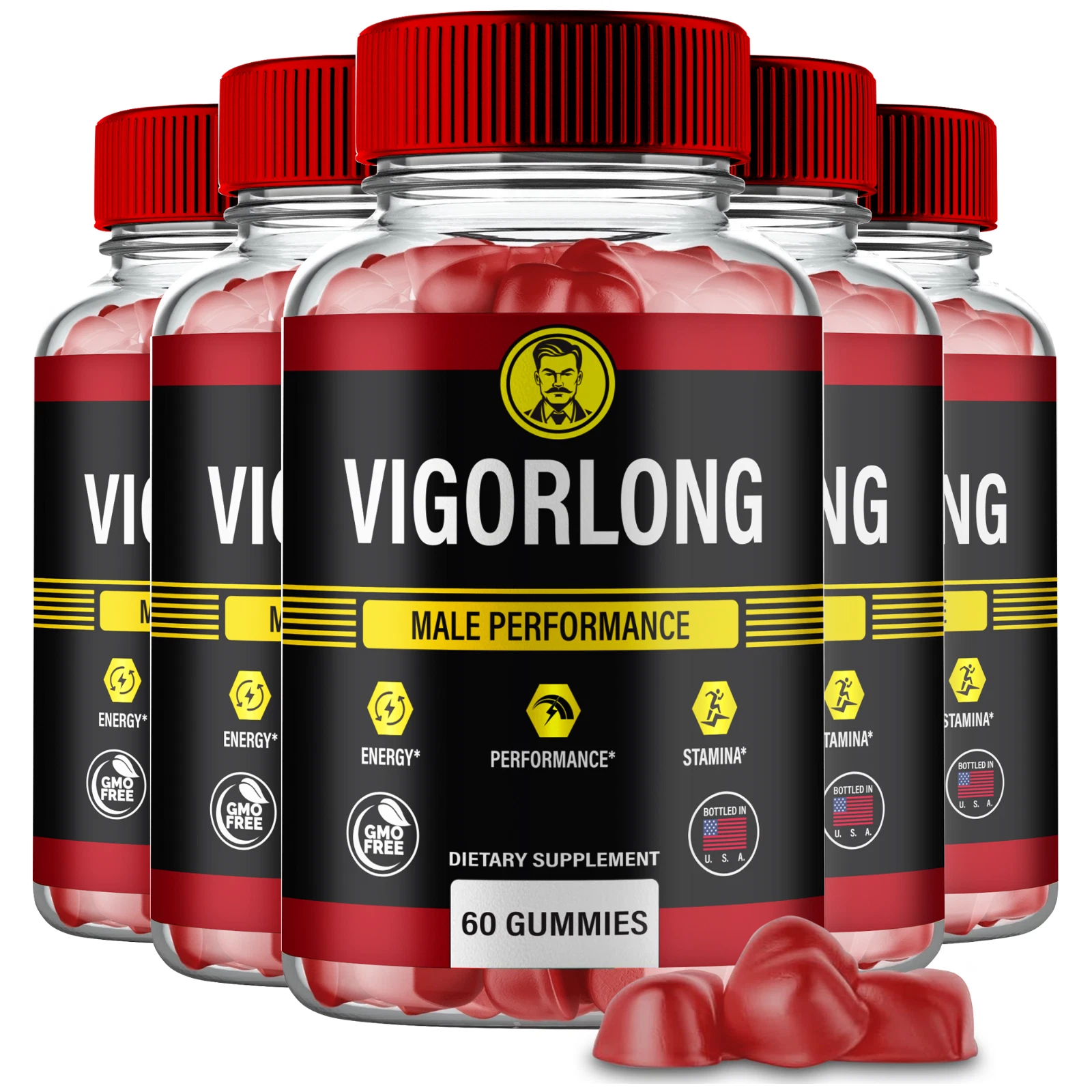 (5 Pack) VigorLong Gummies for Men Ed, Male Performance & Stamina Gummies