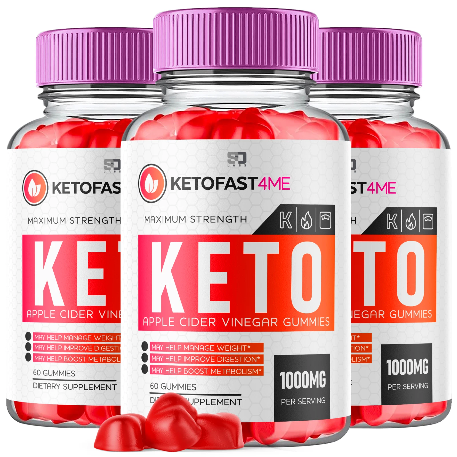 (3 Pack) KetoFast 4 Me Gummies, Keto Fast 4 Me ACV Weight Loss (180 Gummies)
