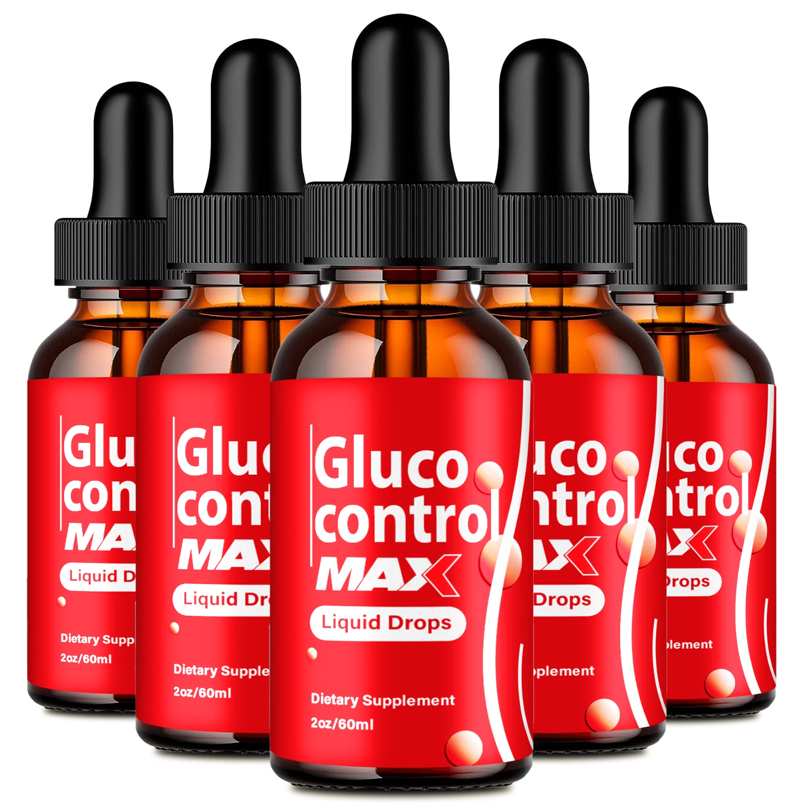 (5 Pack) Gluco Control Max Liquid Drops, GlucoControlMax Healthy Blood Support