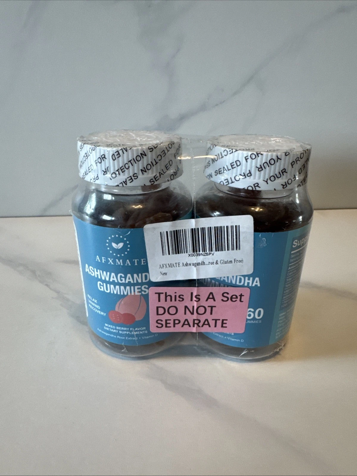 AFXMATE Ashwagandha Gummies & Vitamin D 120 Count 2 Bottles Of 60 Exp 03/2026