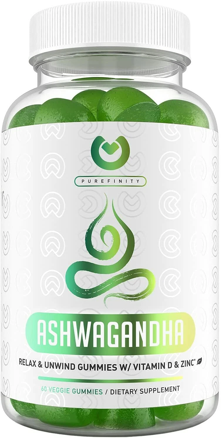 PUREFINITY Bottles ASHWAGANDHA Stress Relief Sleep Calm Mood Energy 180gummies