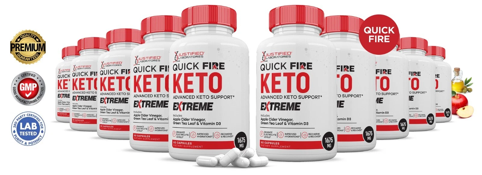 Quick Fire Keto ACV Extreme Pills 1675MG Stronger Thn Gummy Keto Support 10Pck