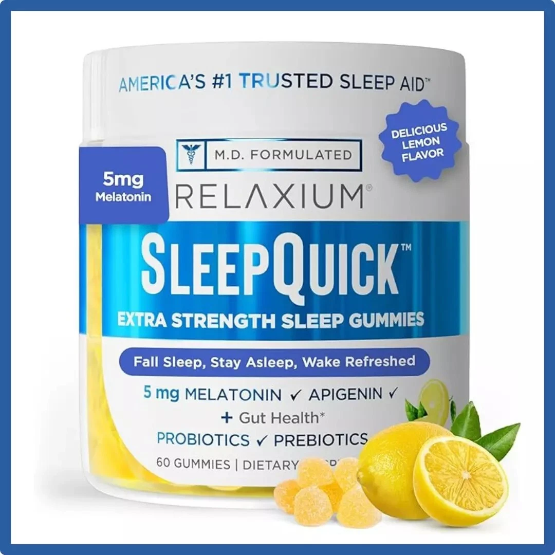 RELAXIUM Sleep Quick Gummies - Sleep Aid Support - Yummy Lemon - 60 Gummies