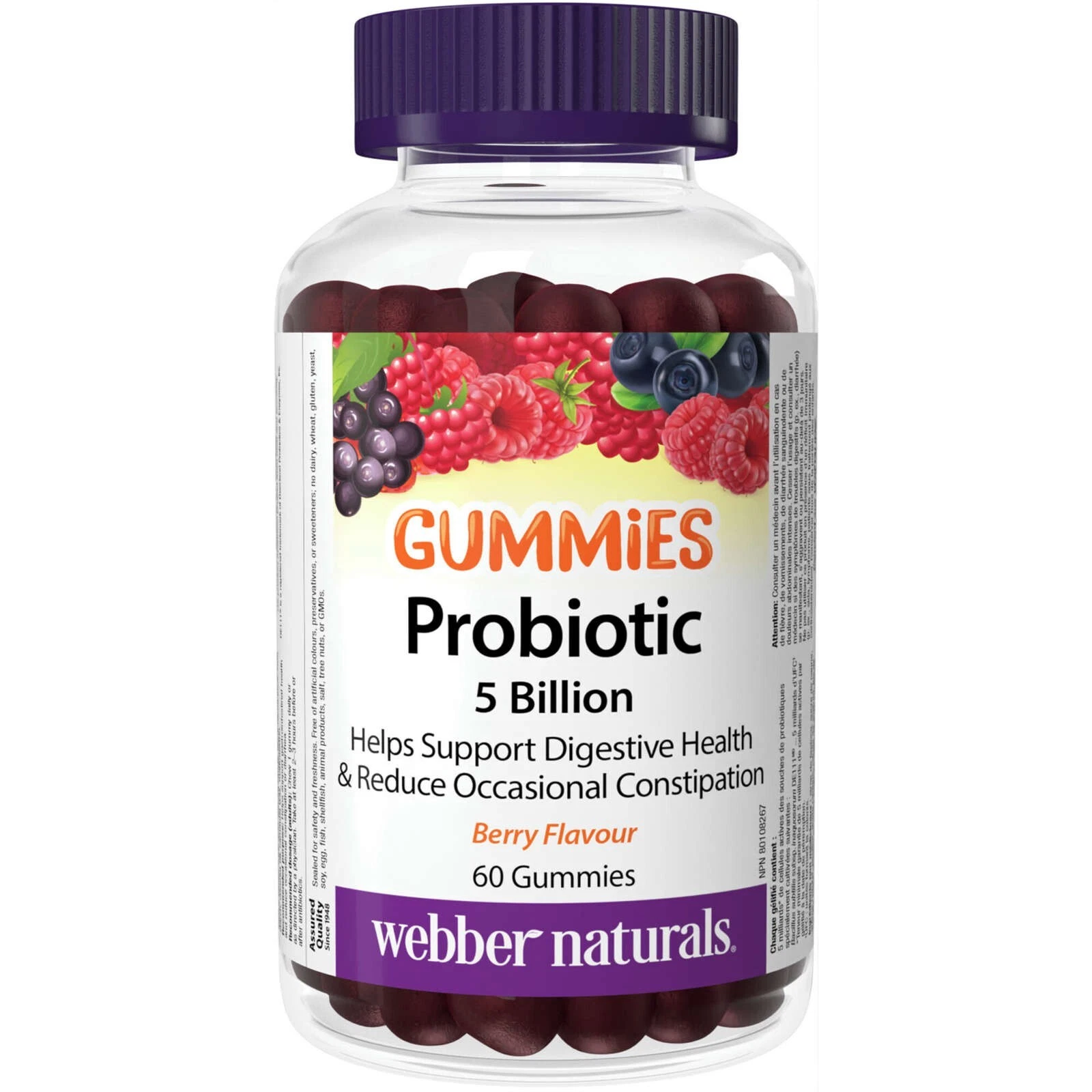 Webber Naturals Probiotic 5 Billion Gummies Berry Digestive Health 60pcs NEW