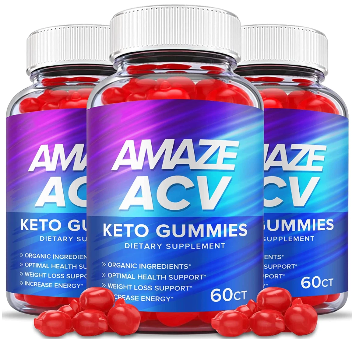 ( 3 BOTTLES ) Official Amaze ACV Keto Gummies, Vegan, Weight Loss Supplement