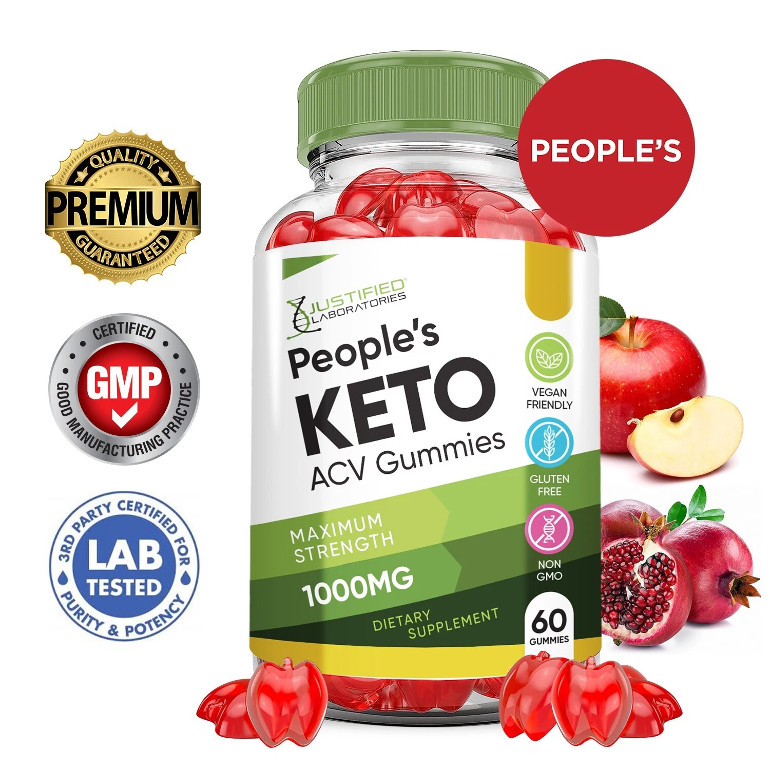 Peoples Keto ACV Gummies 1000MG Apple Cider Vinegar 60 Gummys