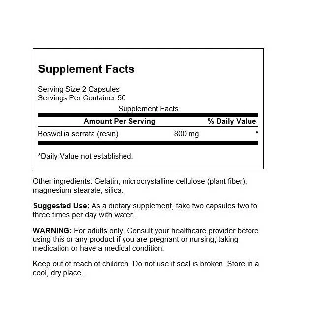 BOSWELLIA, 400 mg 100 caps, Joint Flexibility and Mobility Support Serrata Resin