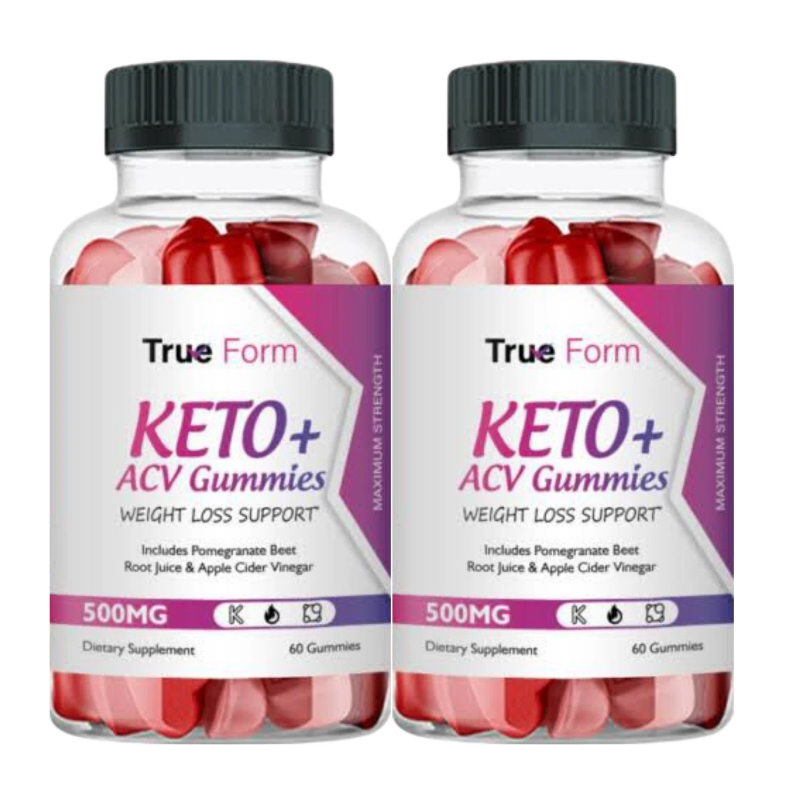 2-Pack TrueForm Keto ACV - True Form Keto Gummies Weight Loss - 120 Gummies