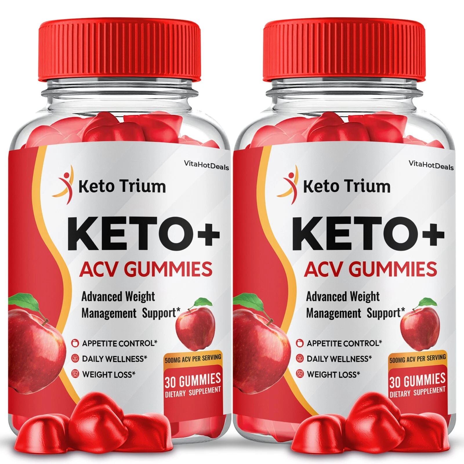 Keto Trium ACV Gummies, Max Strength Formula, Dietary Supplement (2 Pack)