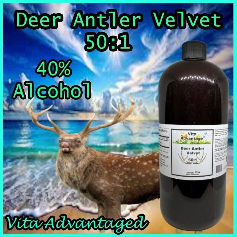 VELVET DEER ANTLER 50:1 IGF-1 LIQUID TINCTURE MAXIMUM STRENGTH 32oz
