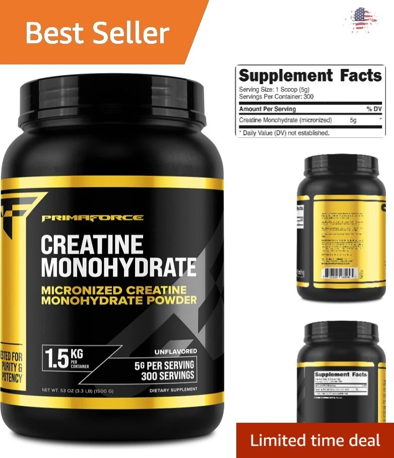 Pure Micronized Creatine Supplement - 1.5 KG - 300 Servings - Scoop Included